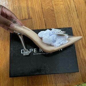 Silver Bow Clear Heels